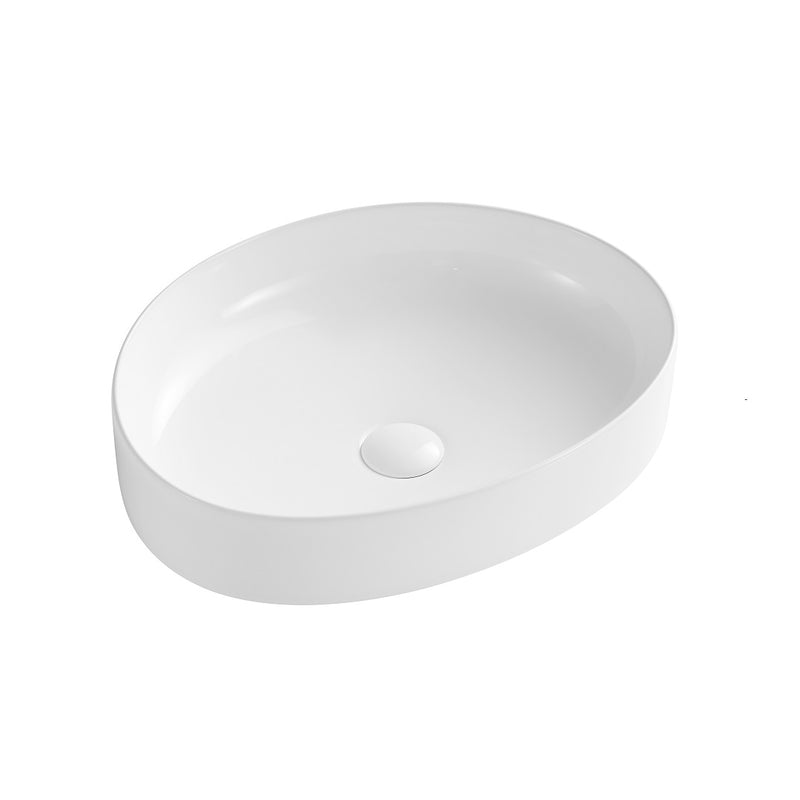 500mm Pebble Gloss White Slim Above Counter Basin