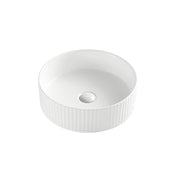 365mm Fluted Round Matte White Above Counter Basin - Acqua Bathrooms