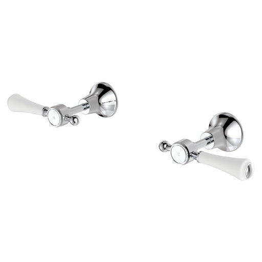 Lillian Lever Wall Top Assemblies, Chrome with Ceramic White Handle - Acqua Bathrooms