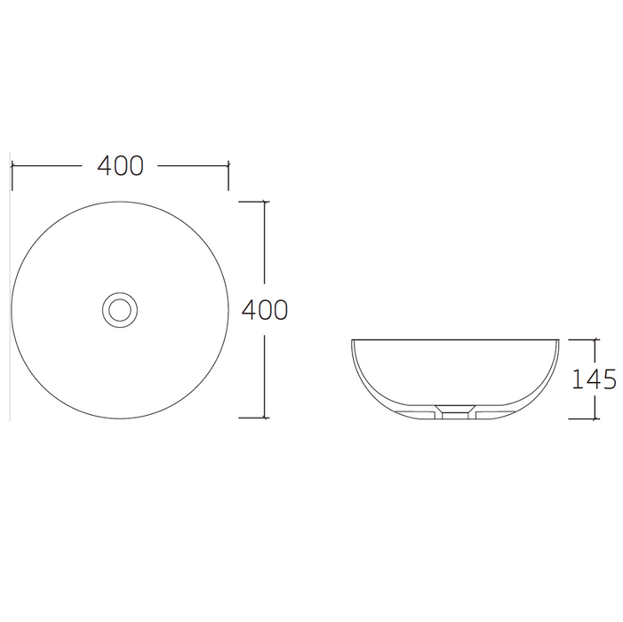 Celia 390 Matte White Round Above Counter Basin
