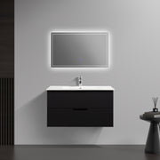 Kelsa 900 Fluted Matte Black Wall Hung Vanity - Acqua Bathrooms
