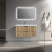 Kelsa 900 Fluted White Oak Wall Hung Vanity - Acqua Bathrooms