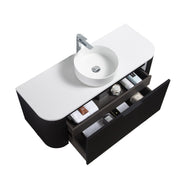 Curva 1200 Curved Matte Black Fluted Wall Hung Vanity - Acqua Bathrooms