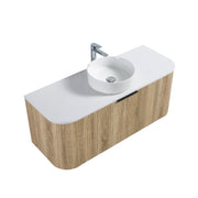Curva 1200 Curved White Oak Fluted Wall Hung Vanity - Acqua Bathrooms