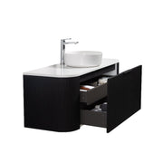 Curva 1200 Curved Matte Black Fluted Wall Hung Vanity - Acqua Bathrooms