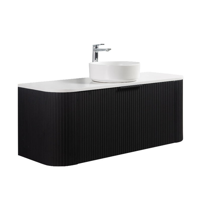 Curva 1200 Curved Matte Black Fluted Wall Hung Vanity - Acqua Bathrooms