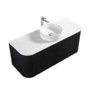 Curva 1200 Curved Matte Black Fluted Wall Hung Vanity - Acqua Bathrooms