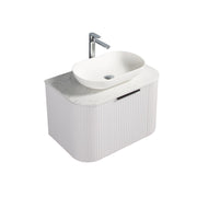 Curva 750 Curved Matte White Fluted Wall Hung Vanity - Acqua Bathrooms