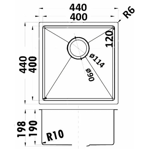Eden 440 x 440 x 200mm Kitchen Sink - Acqua Bathrooms