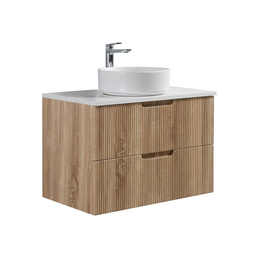 Kelsa 750 Fluted White Oak Wall Hung Vanity - Acqua Bathrooms