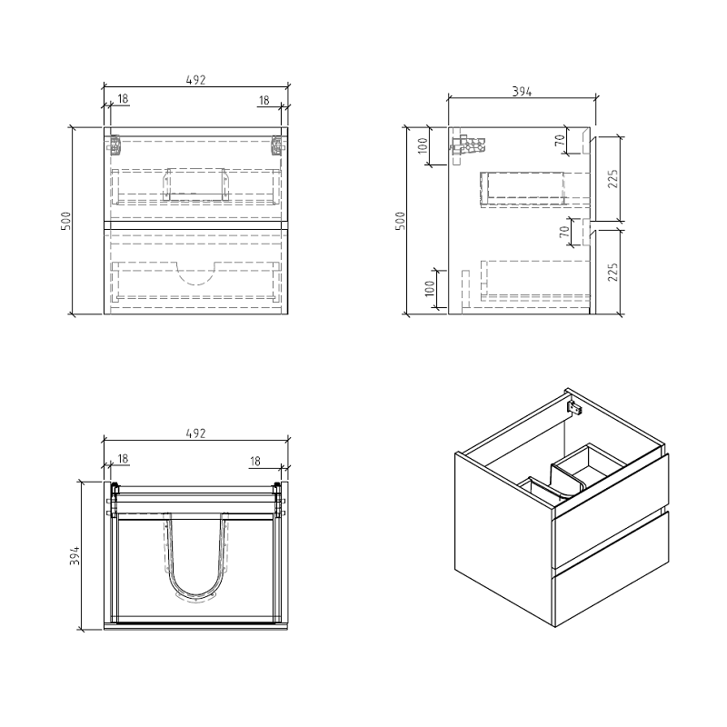 Sella 500mm Ensuite Matte Black Wall Hung Vanity by Indulge® - Acqua Bathrooms