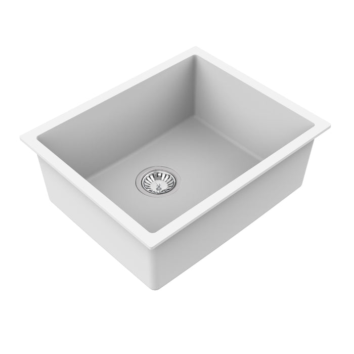 Avella 550mm Matte White Granite Kitchen & Laundry Sink