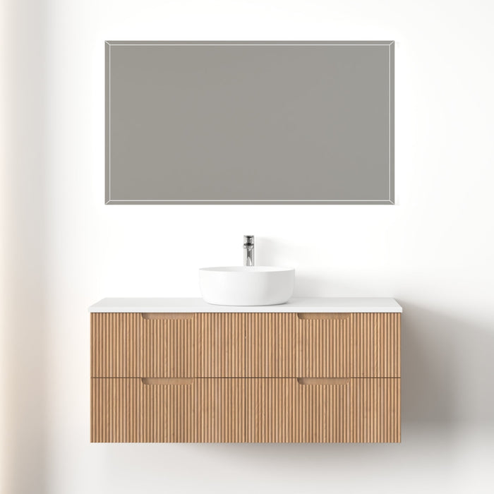 Kelsa 1200 Fluted Desert Oak Wall Hung Vanity - Acqua Bathrooms