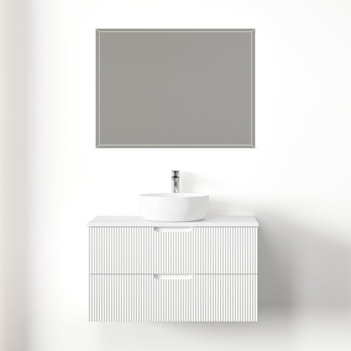Kelsa 900 Fluted Matte White Wall Hung Vanity - Acqua Bathrooms