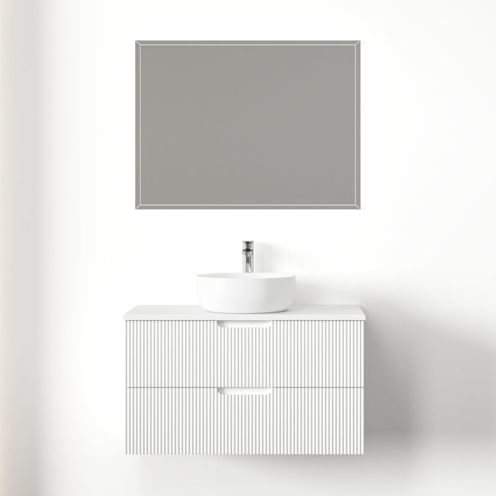 Kelsa 900 Fluted Matte White Wall Hung Vanity - Acqua Bathrooms