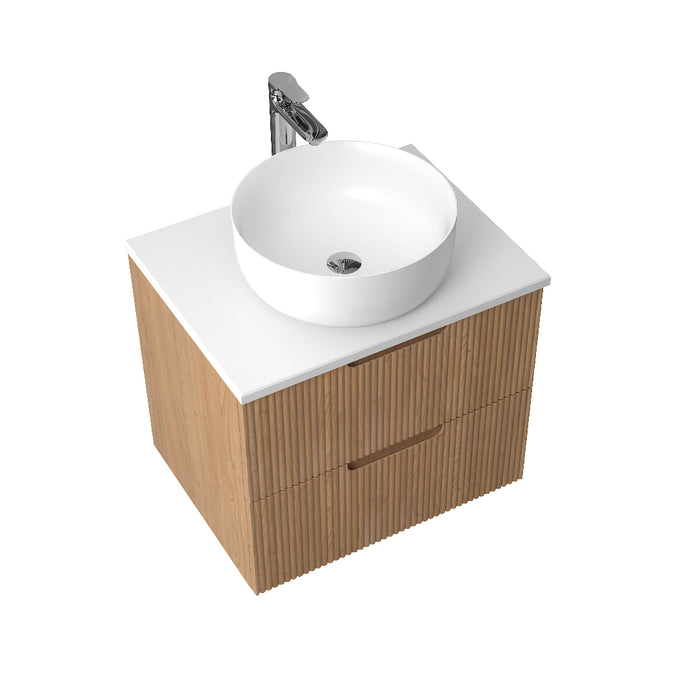 Kelsa 600 Fluted Desert Oak Wall Hung Vanity - Acqua Bathrooms