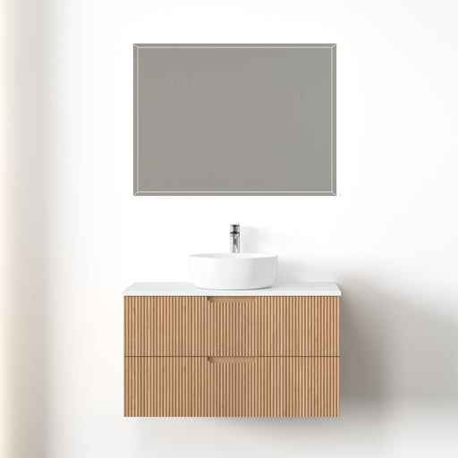 Kelsa 900 Fluted Desert Oak Wall Hung Vanity - Acqua Bathrooms
