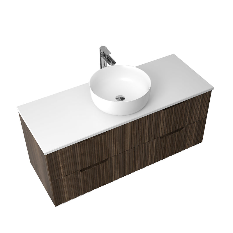 Kelsa 1200 Fluted Walnut Wall Hung Vanity - Acqua Bathrooms