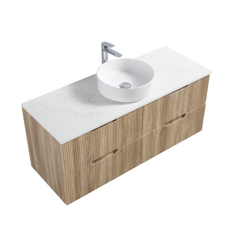 Kelsa 1200 Fluted White Oak Wall Hung Vanity - Acqua Bathrooms