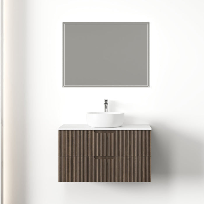 Kelsa 900 Fluted Walnut Wall Hung Vanity - Acqua Bathrooms