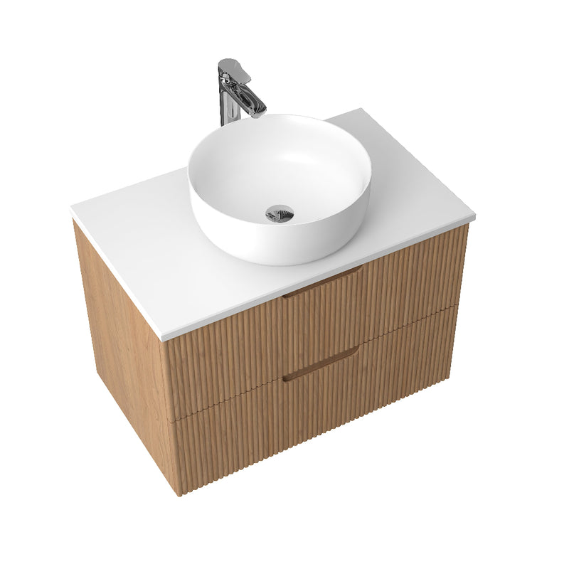 Kelsa 750 Fluted Desert Oak Wall Hung Vanity - Acqua Bathrooms