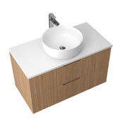Kelsa 900 Fluted Desert Oak Wall Hung Vanity - Acqua Bathrooms
