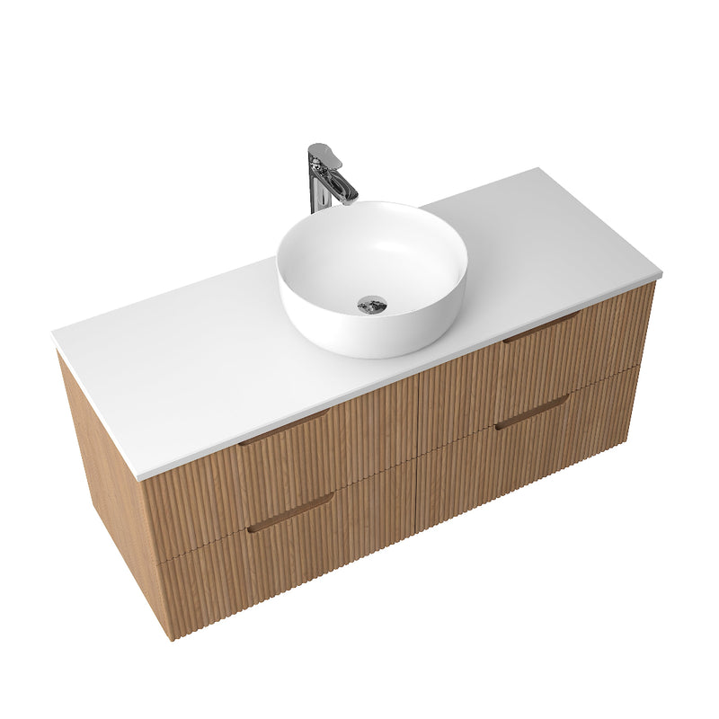 Kelsa 1200 Fluted Desert Oak Wall Hung Vanity - Acqua Bathrooms