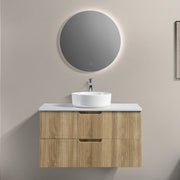 Kelsa 900 Fluted White Oak Wall Hung Vanity - Acqua Bathrooms