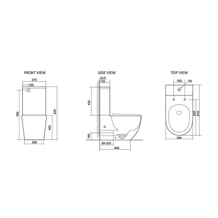 Solara Compact Rimless Tornado Back to Wall Toilet Suite