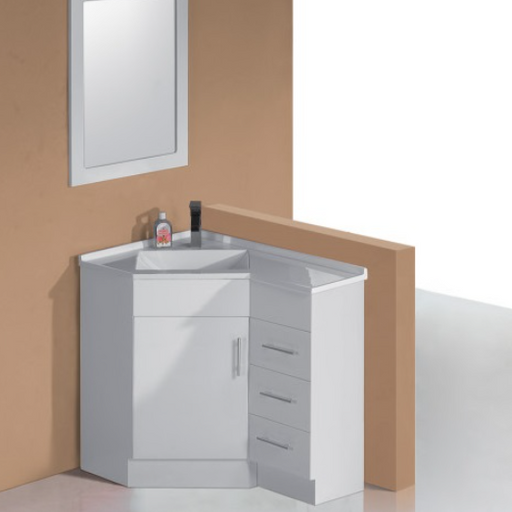 600 x 900 mm Corner White Vanity - Acqua Bathrooms
