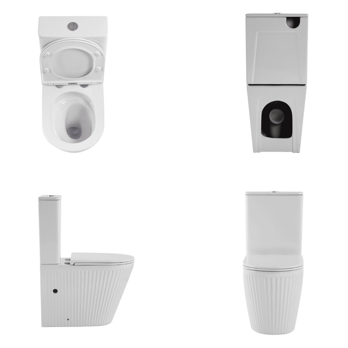 Corinza Fluted Compact Rimless Tornado Back to Wall Toilet Suite