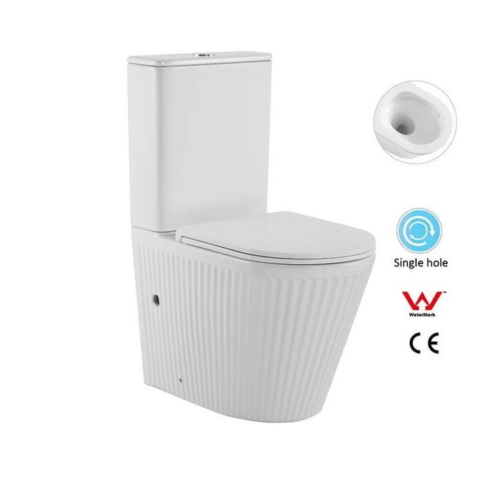 Corinza Fluted Compact Rimless Tornado Back to Wall Toilet Suite