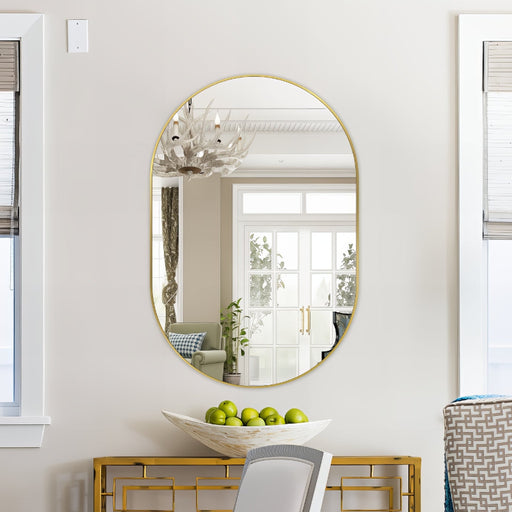 Oval Brushed Gold 600 x 900 Framed Mirror - Acqua Bathrooms