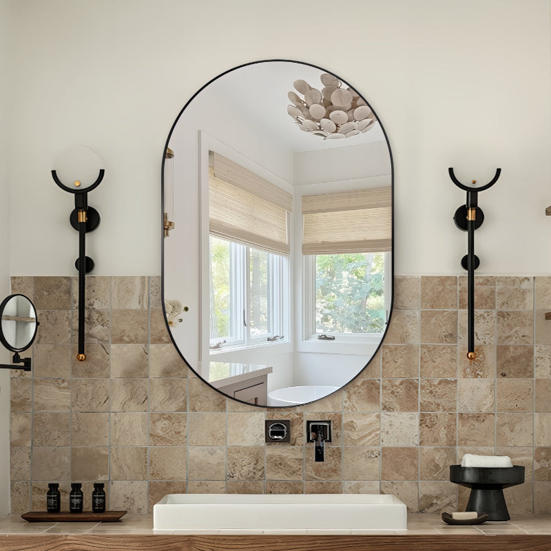 Oval Matte Black 600 x 900 Framed Mirror - Acqua Bathrooms