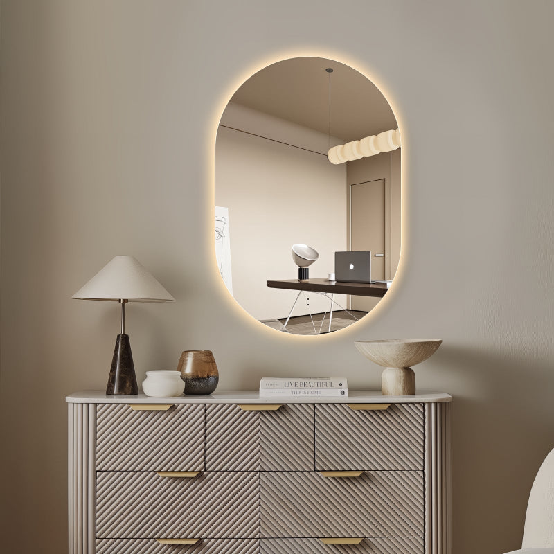Oval Pill Touchless 600 x 900 LED Mirror - Three Light Temperatures - Acqua Bathrooms