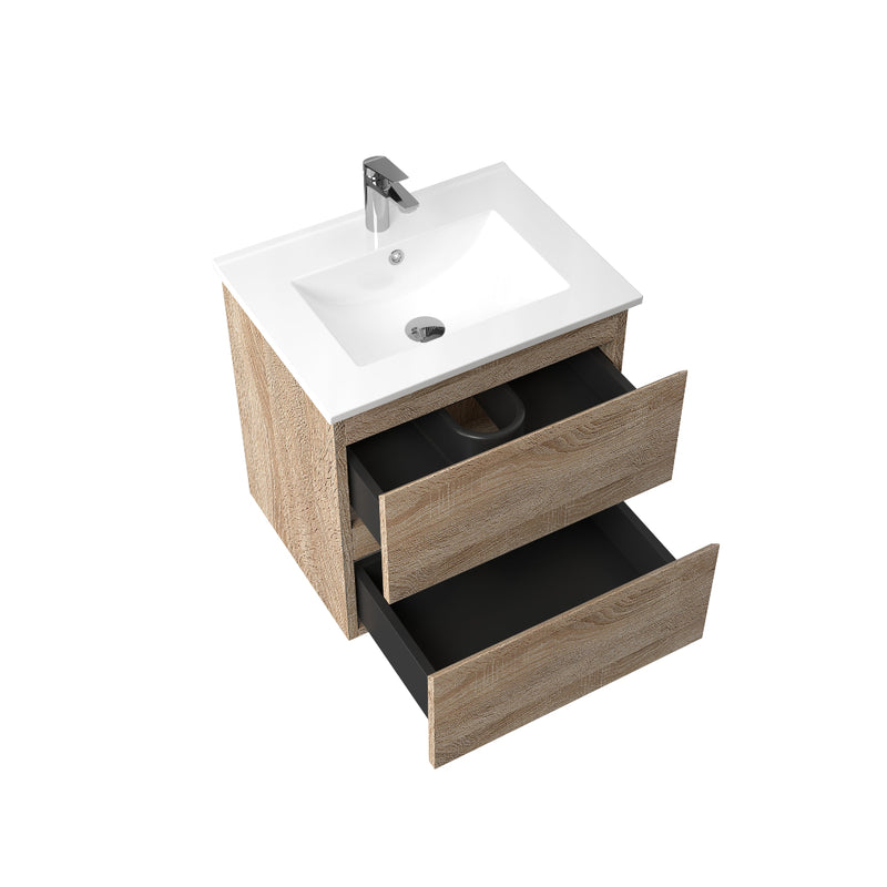 Avia 600mm White Oak Wall Hung Vanity - Acqua Bathrooms