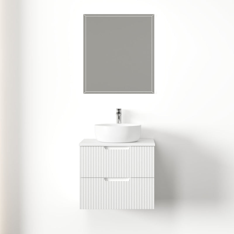 Kelsa 600 Fluted Matte White Wall Hung Vanity - Acqua Bathrooms