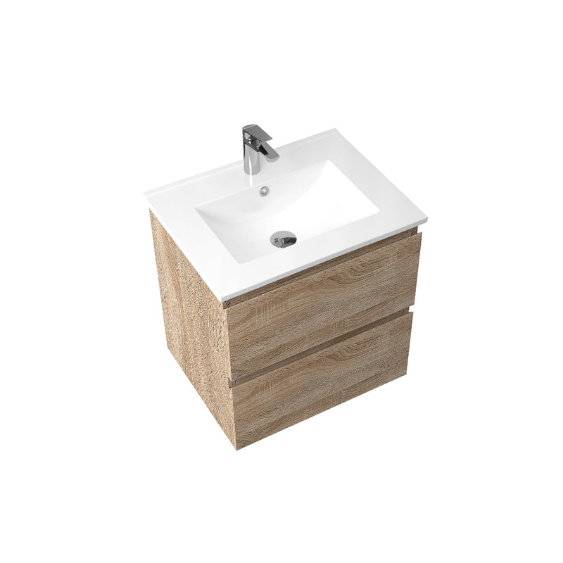 Avia 600mm White Oak Wall Hung Vanity - Acqua Bathrooms