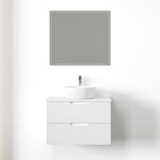 Kelsa 750 Fluted Matte White Wall Hung Vanity - Acqua Bathrooms