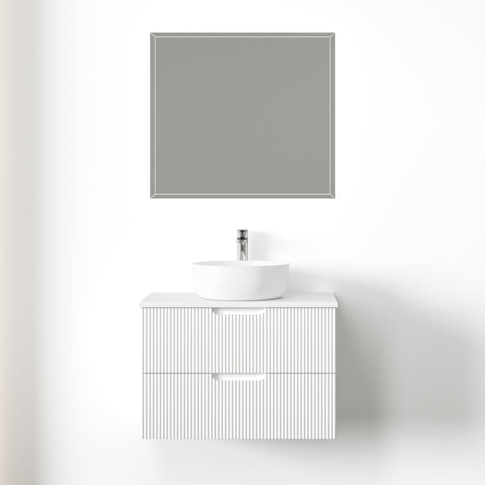 Kelsa 750 Fluted Matte White Wall Hung Vanity - Acqua Bathrooms