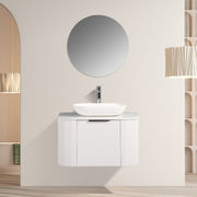 Curva 750 Curved Matte White Fluted Wall Hung Vanity - Acqua Bathrooms