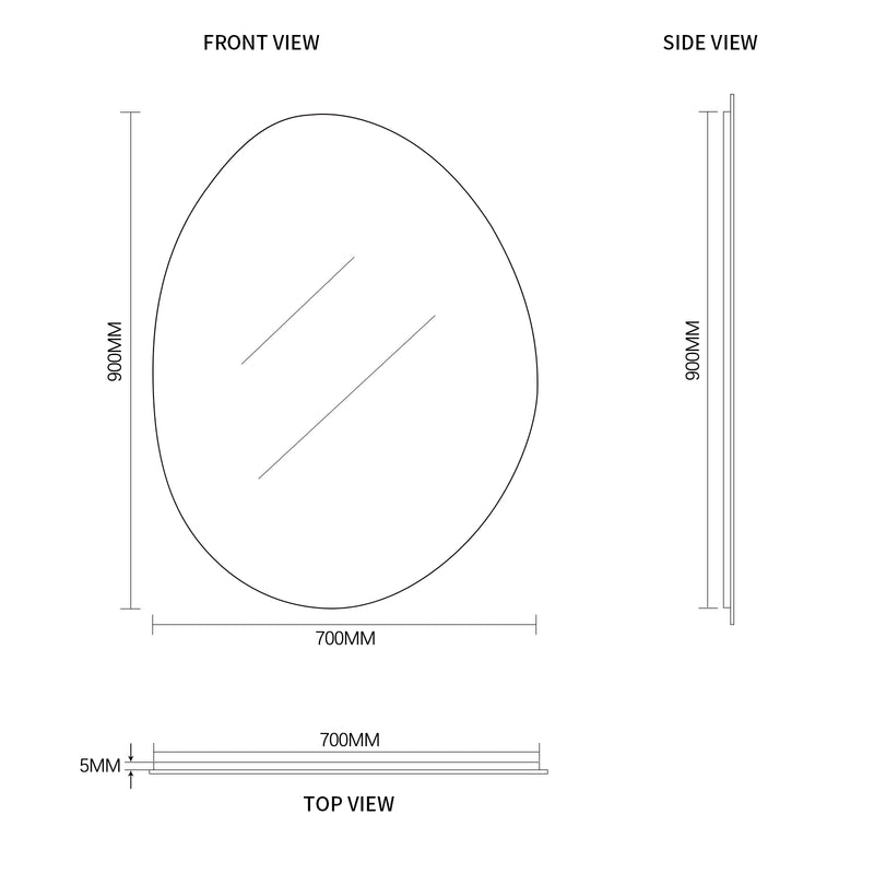 Oblonga 700 x 900 Asymmetrical Polished Edge Mirror