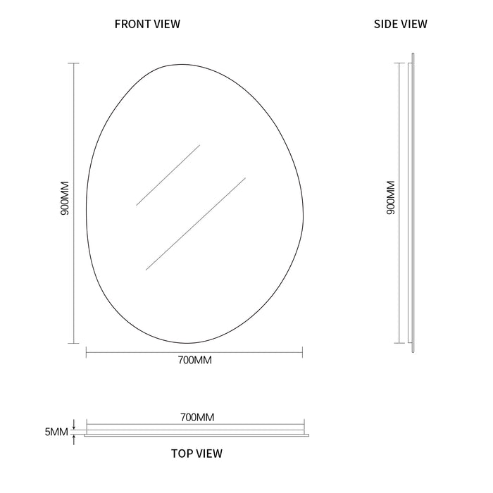 Oblonga 700 x 900 Asymmetrical Polished Edge Mirror