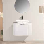 Curva 750 Curved Matte White Fluted Wall Hung Vanity - Acqua Bathrooms
