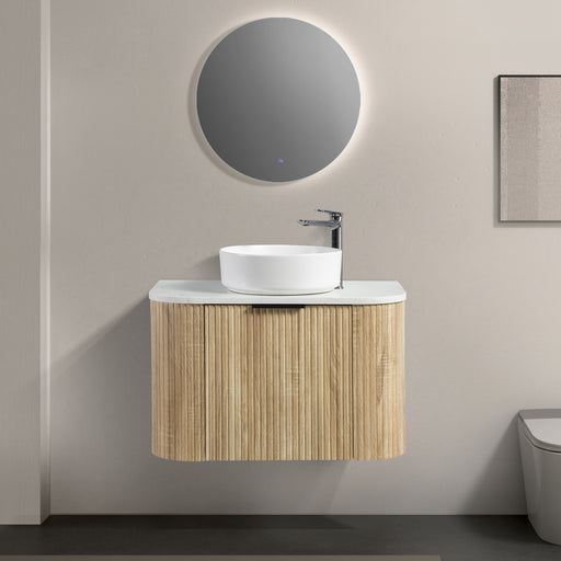 Curva 750 Curved White Oak Fluted Wall Hung Vanity - Acqua Bathrooms