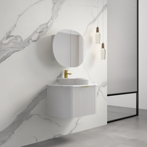 Infinity | Rio 750 Curved Fluted Matte White Wall Hung Vanity - Acqua Bathrooms