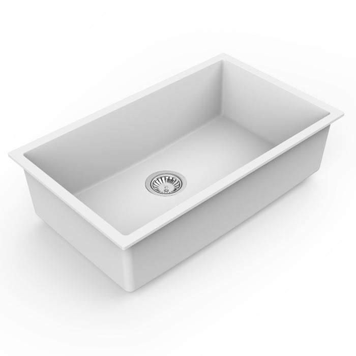 Avella 750mm Matte White Granite Kitchen & Laundry Sink