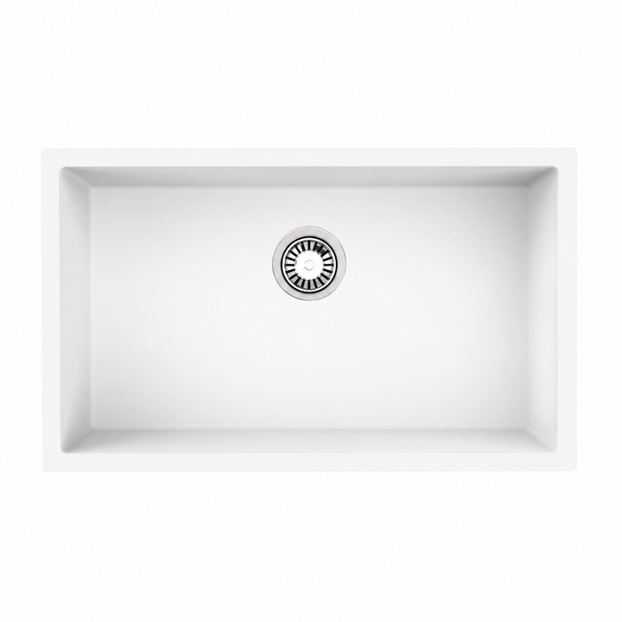 Avella 750mm Matte White Granite Kitchen & Laundry Sink