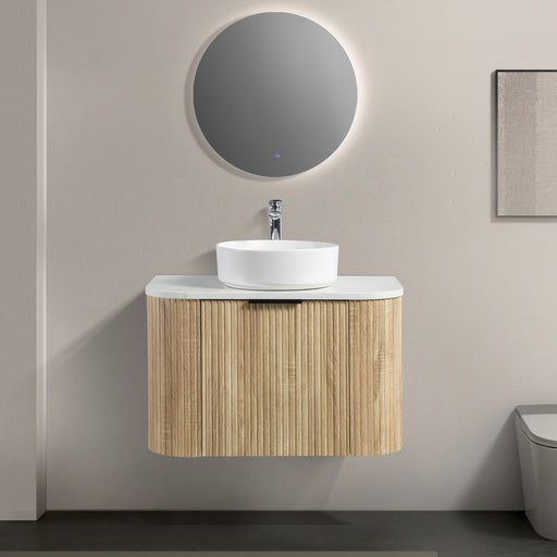 Curva 750 Curved White Oak Fluted Wall Hung Vanity - Acqua Bathrooms