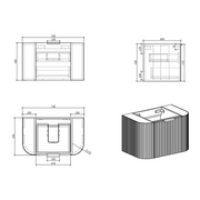 Curva 750 Curved White Oak Fluted Wall Hung Vanity - Acqua Bathrooms